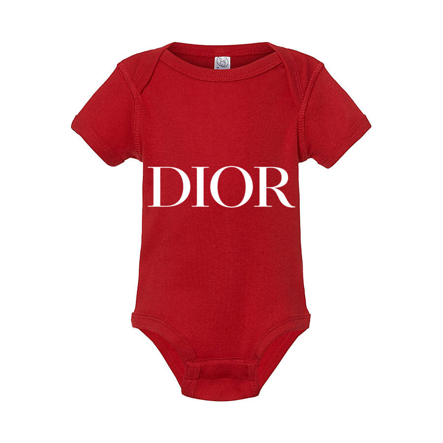Dior Fashion White Logo Baby Romper Onesie - Red