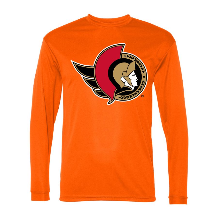 Men's Ottawa Senators Polyester Long Sleeve T-Shirt - Safety Orange
