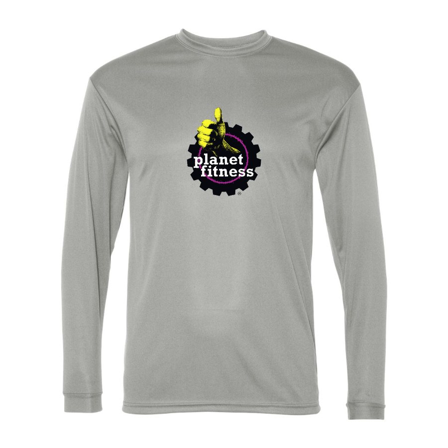 Men's Planet Fitness Polyester Long Sleeve T-Shirt - Silver