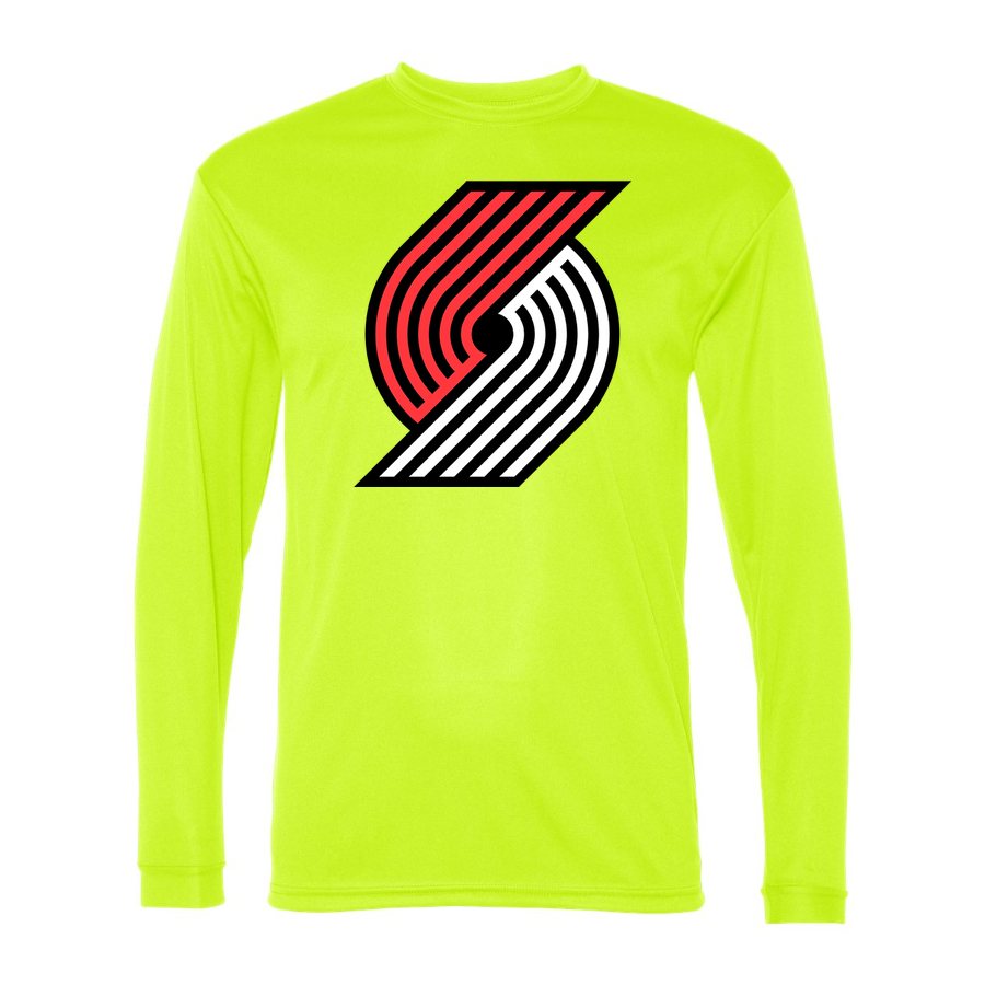 Men's Portland Trail Blazers Polyester Long Sleeve T-Shirt - Safety Yellow