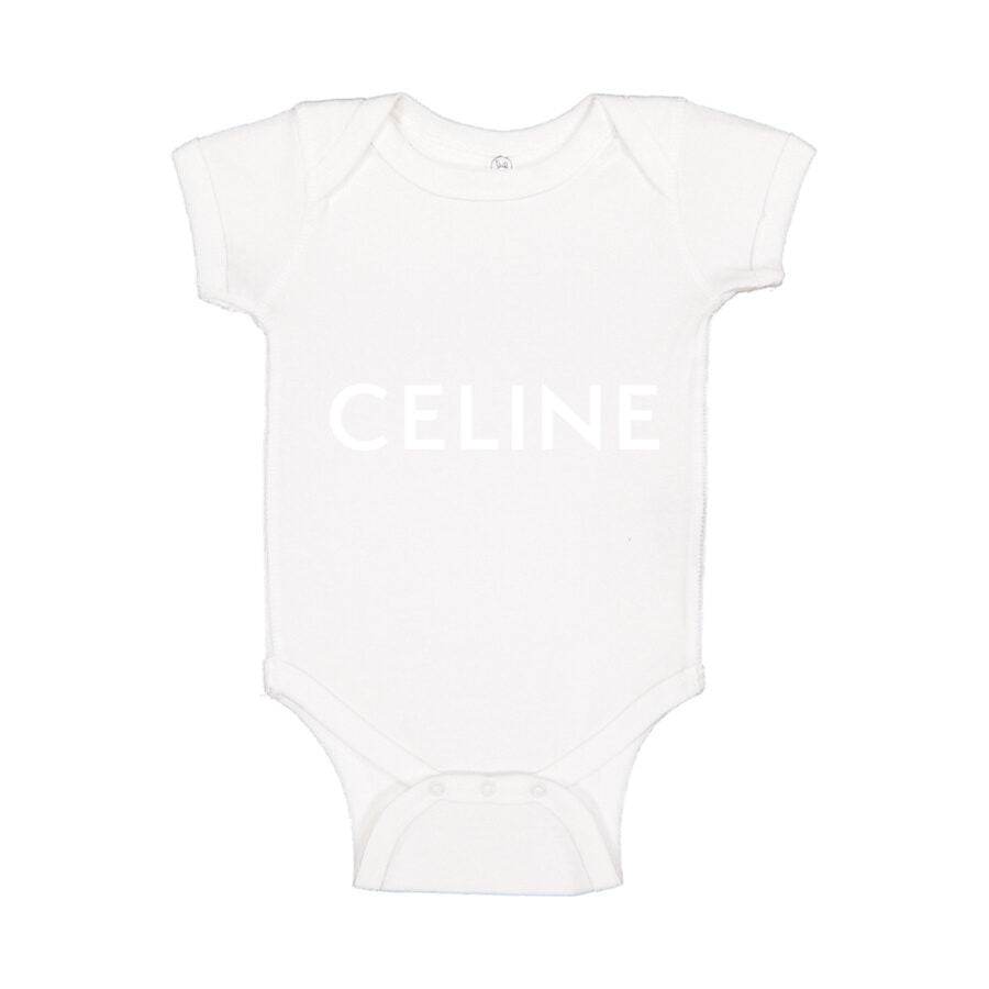 Celine White Logo Baby Romper Onesie - White
