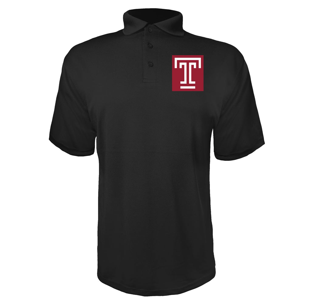 Temple Owls Black polyester polo