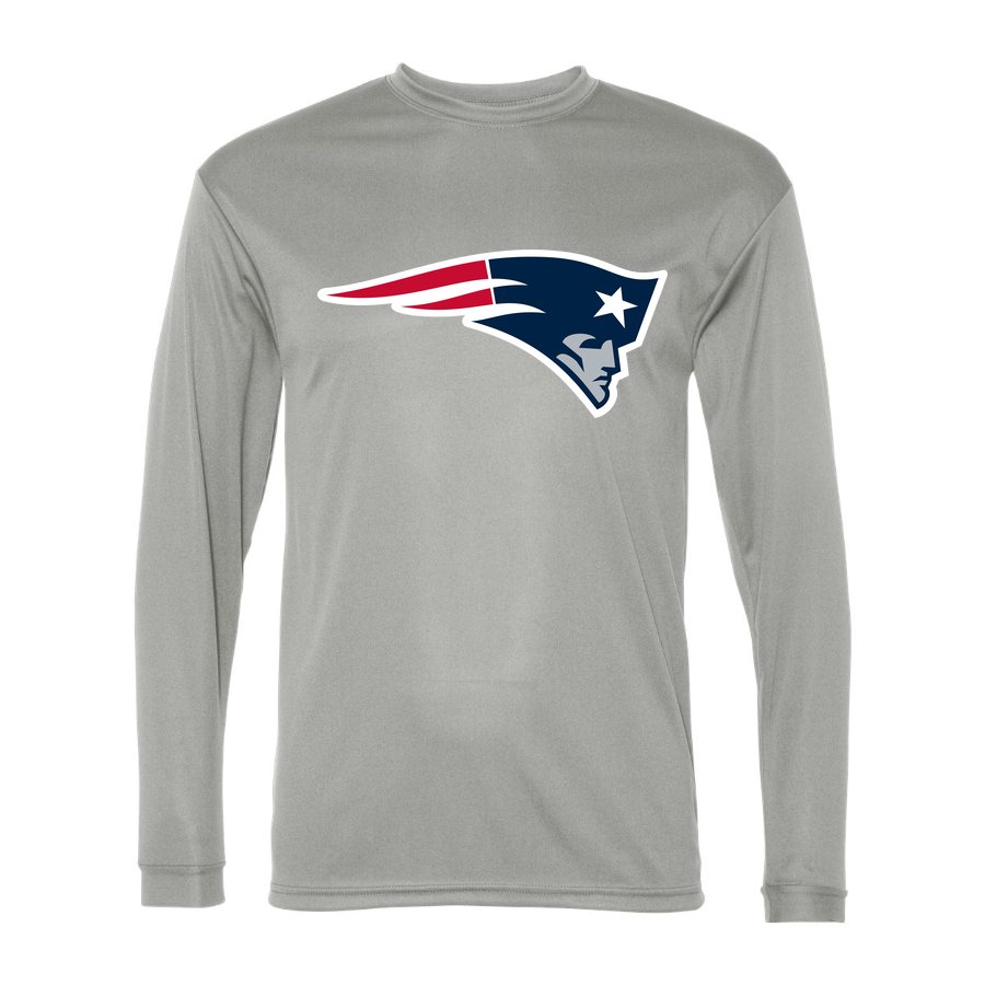 Men's New England Patriots Polyester Long Sleeve T-Shirt - Silver