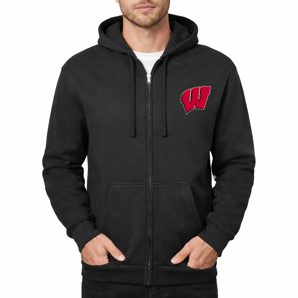 Men's Wisconsin Badgers Zipper Hoodie - Black