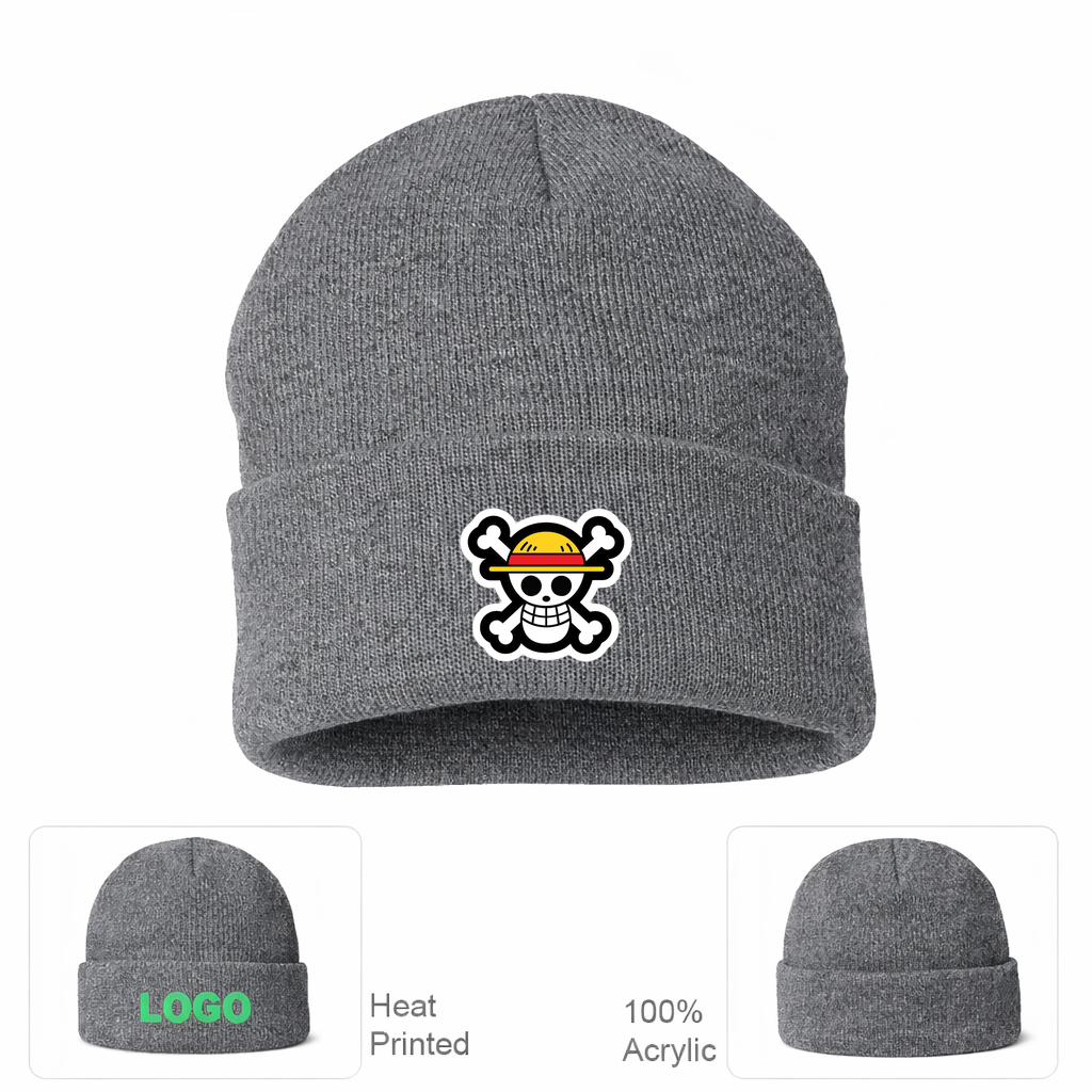 Straw Hat Luffy Cartoon Beanie Hat - Grey