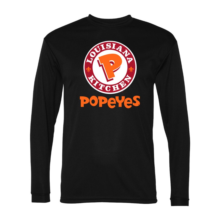 Men's Popeyes Louisiana Kitchen Polyester Long Sleeve T-Shirt - Black
