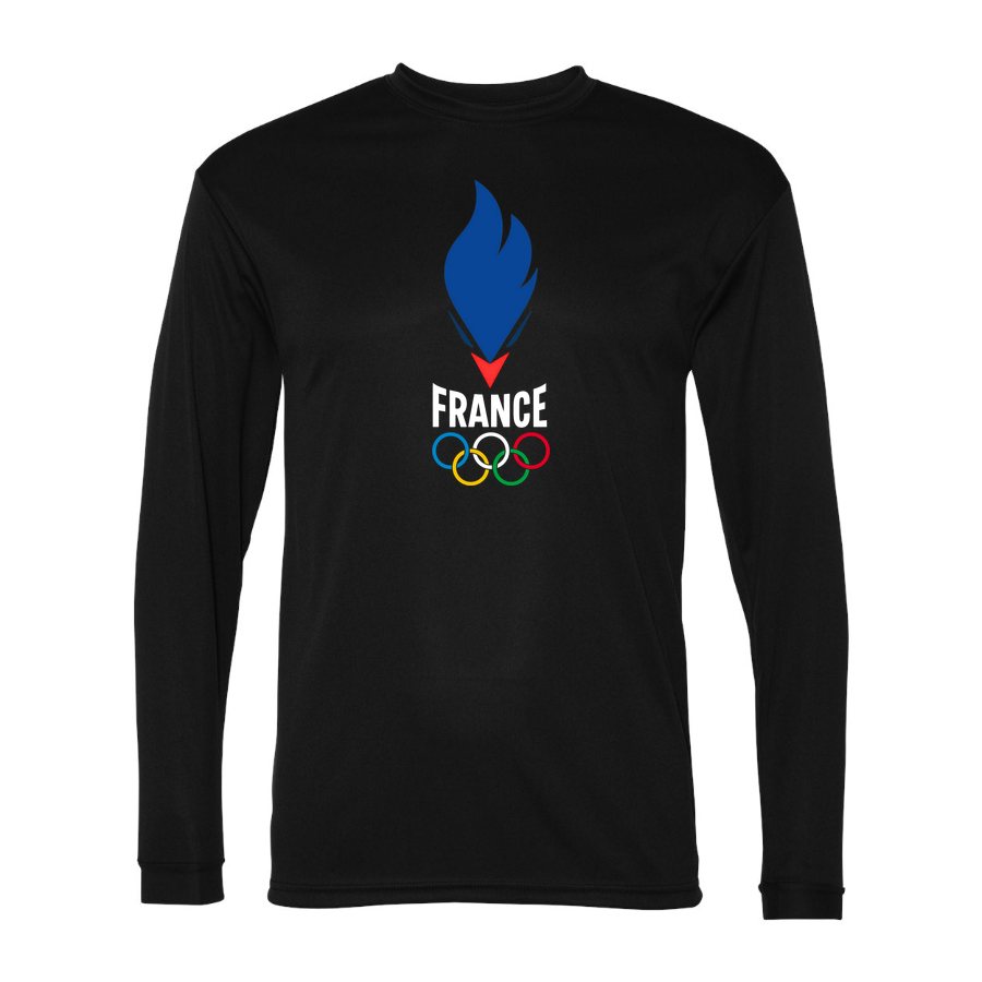 Men's France 2024 white Polyester Long Sleeve T-Shirt - Black
