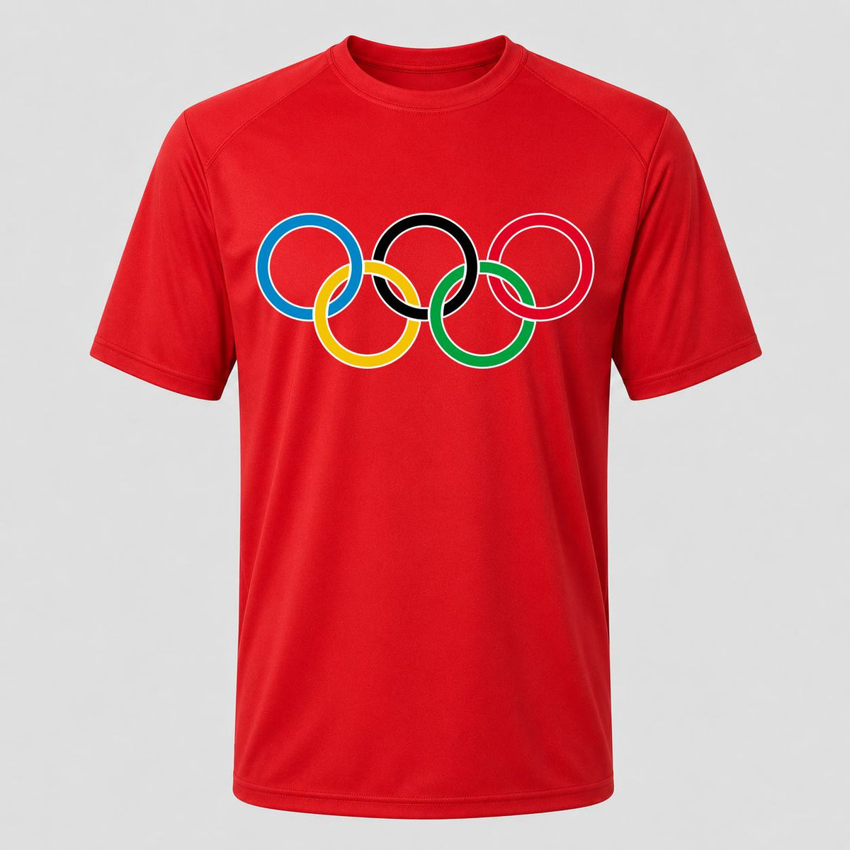 Men's Olympic Rings Black Performance T-Shirt - Red