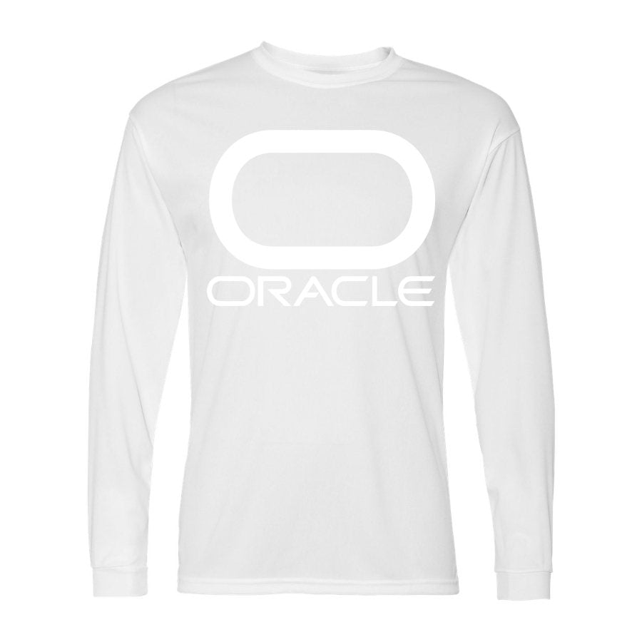 Men's Oracle White Logo Polyester Long Sleeve T-Shirt - White