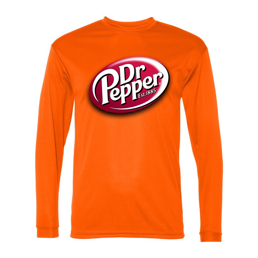 Men's Dr Pepper Polyester Long Sleeve T-Shirt - Safety Orange