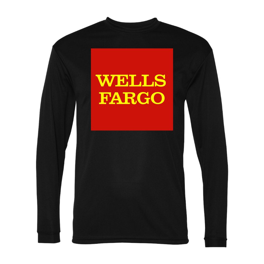 Men's wells fargo Polyester Long Sleeve T-Shirt - Black