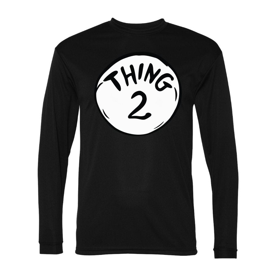 Men's Dr. Seuss Thing 2 Polyester Long Sleeve T-Shirt - Black