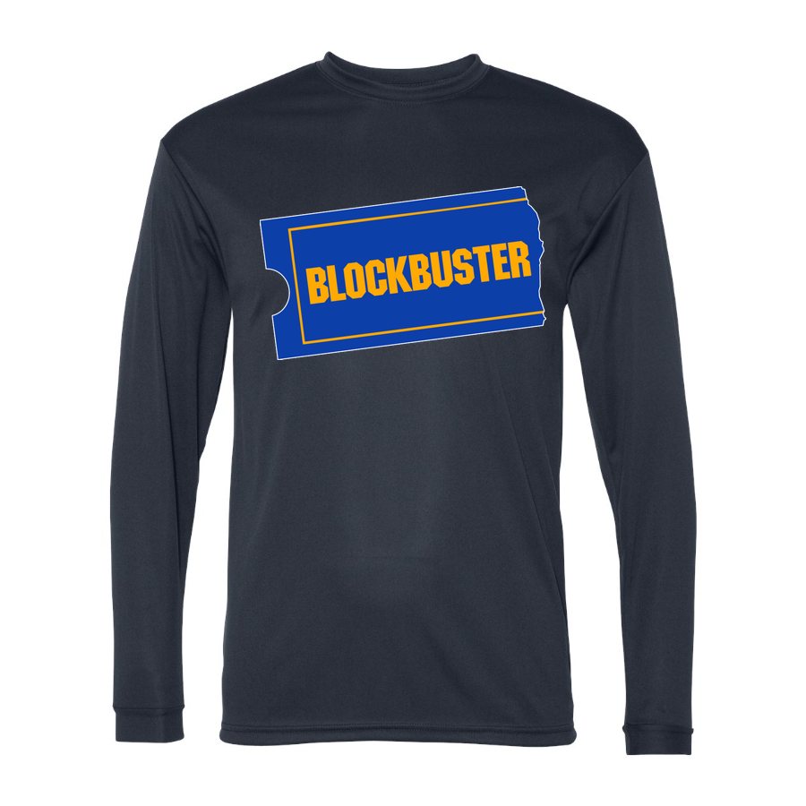 Men's Blockbuster Polyester Long Sleeve T-Shirt - Navy