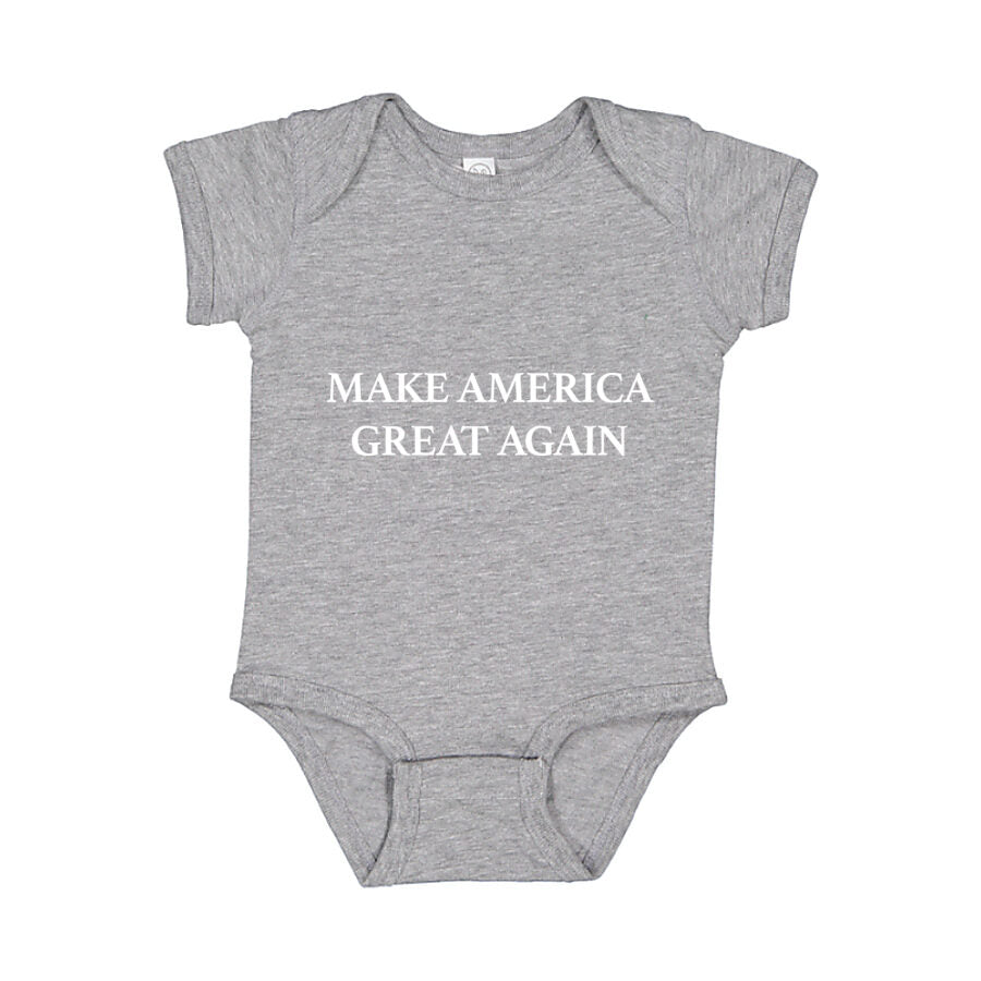 Make America Great Again White Logo Baby Romper Onesie - Gray
