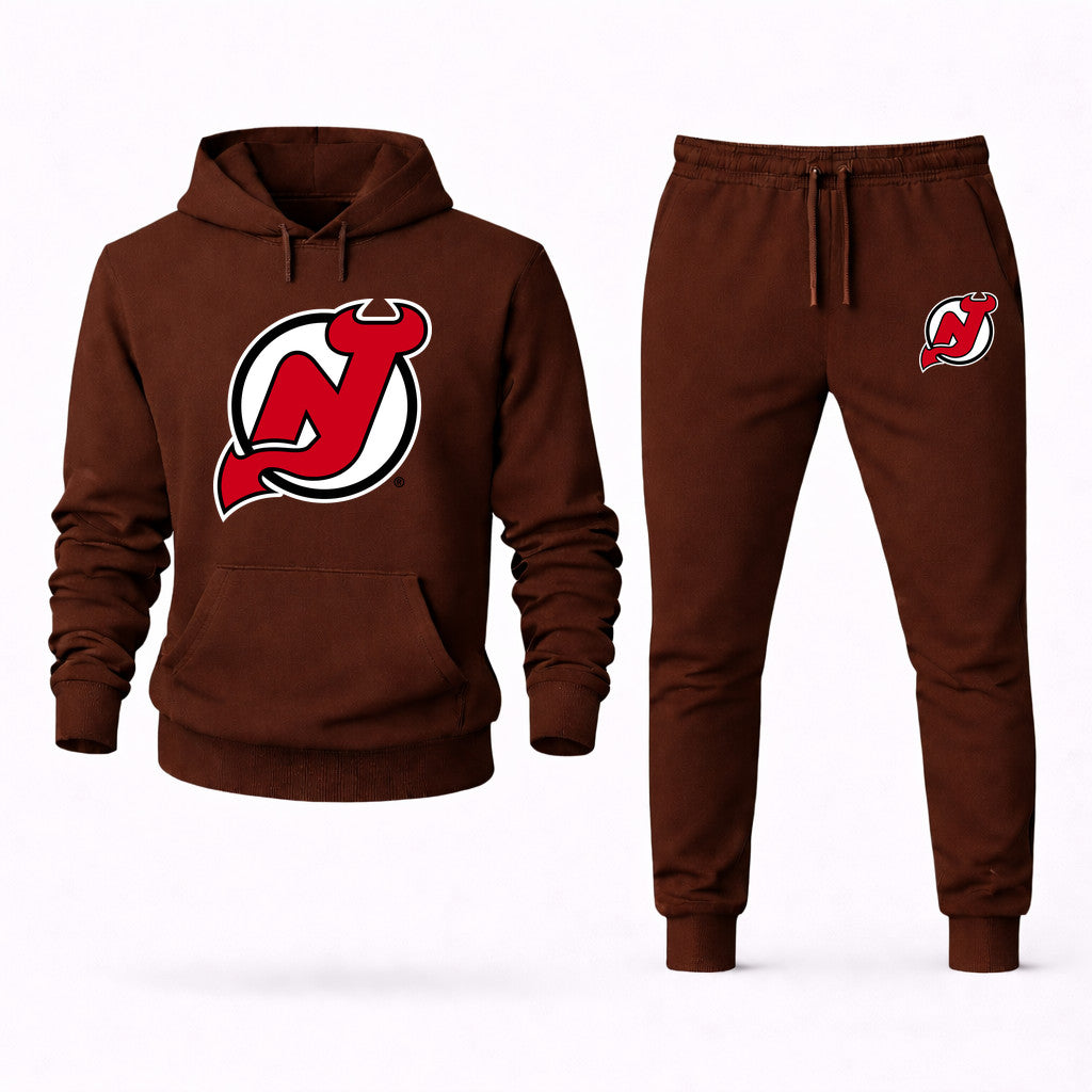 New Jersey Devils Hoodie and Joggers Set - Brown