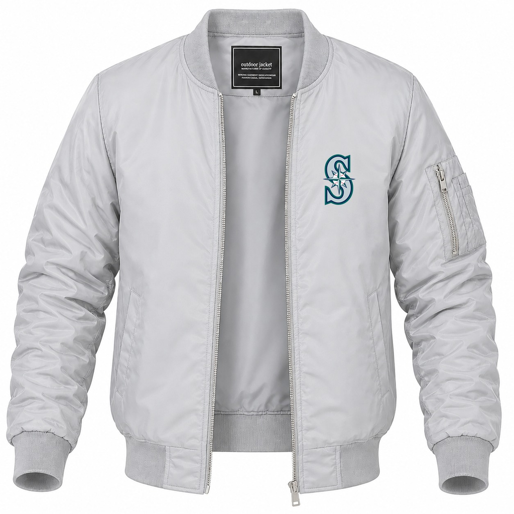 Men's Seattle Mariners Lightweight Bomber Jacket - Gray