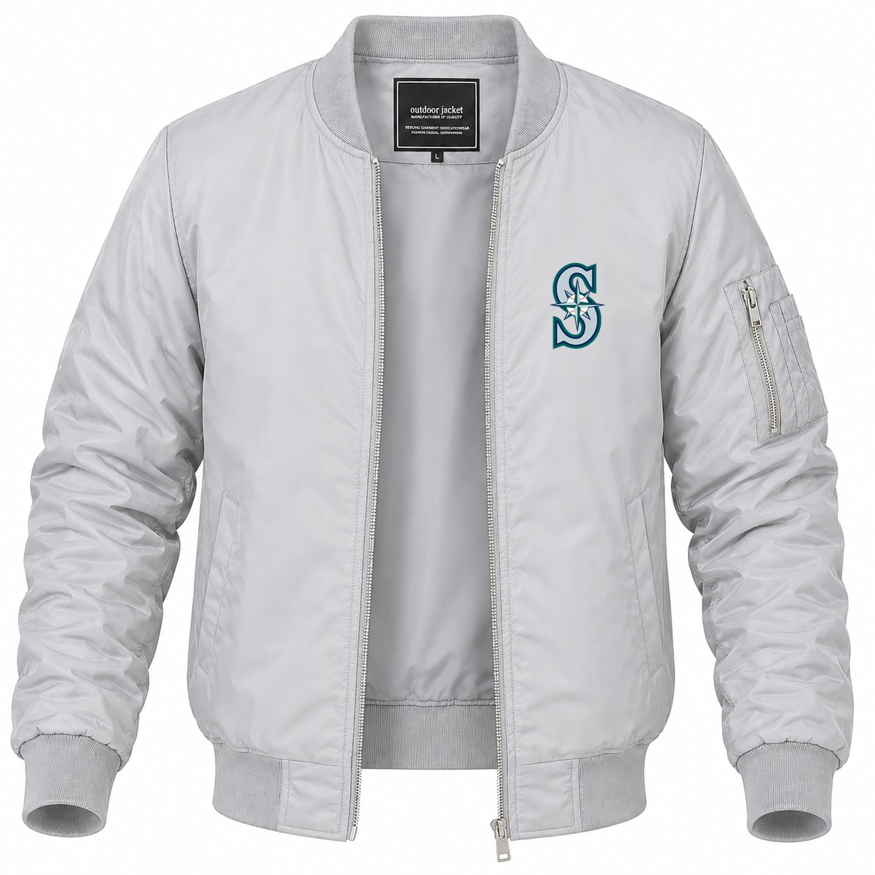 Men's Seattle Mariners Lightweight Bomber Jacket - Gray