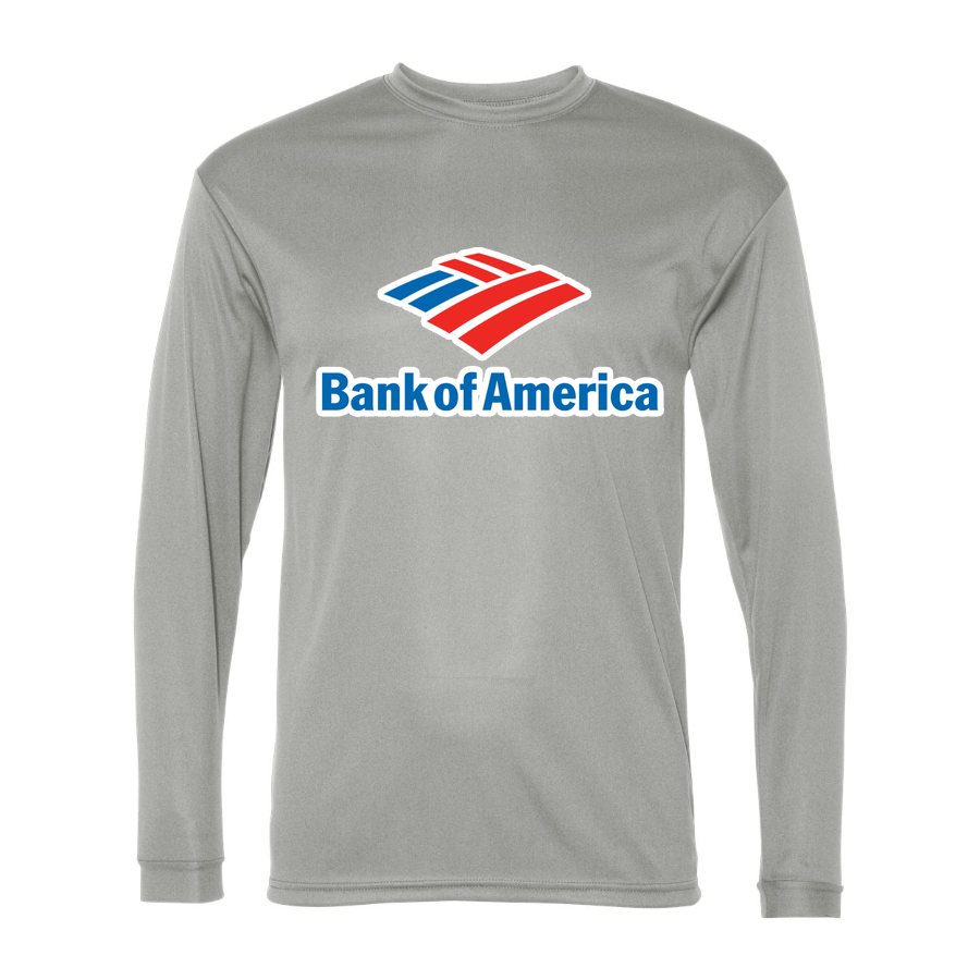 Men's Bank of America Polyester Long Sleeve T-Shirt - Silver