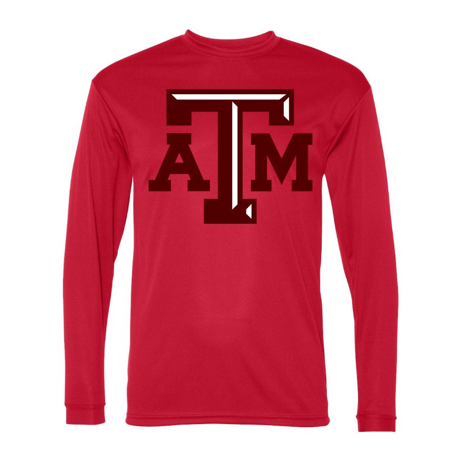 Men's Texas A&M University Polyester Long Sleeve T-Shirt - Red