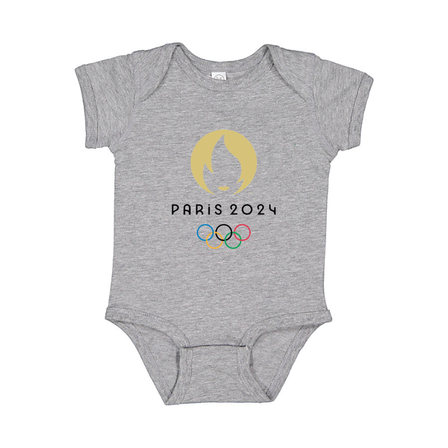 Paris 2024 Olympics Black Logo Baby Romper Onesie - Gray
