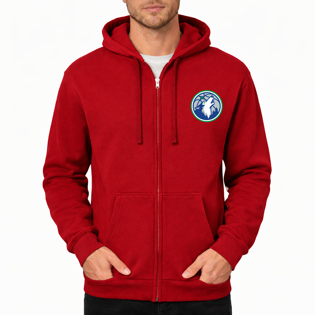 Men's Minnesota Timberwolves Zipper Hoodie - Red