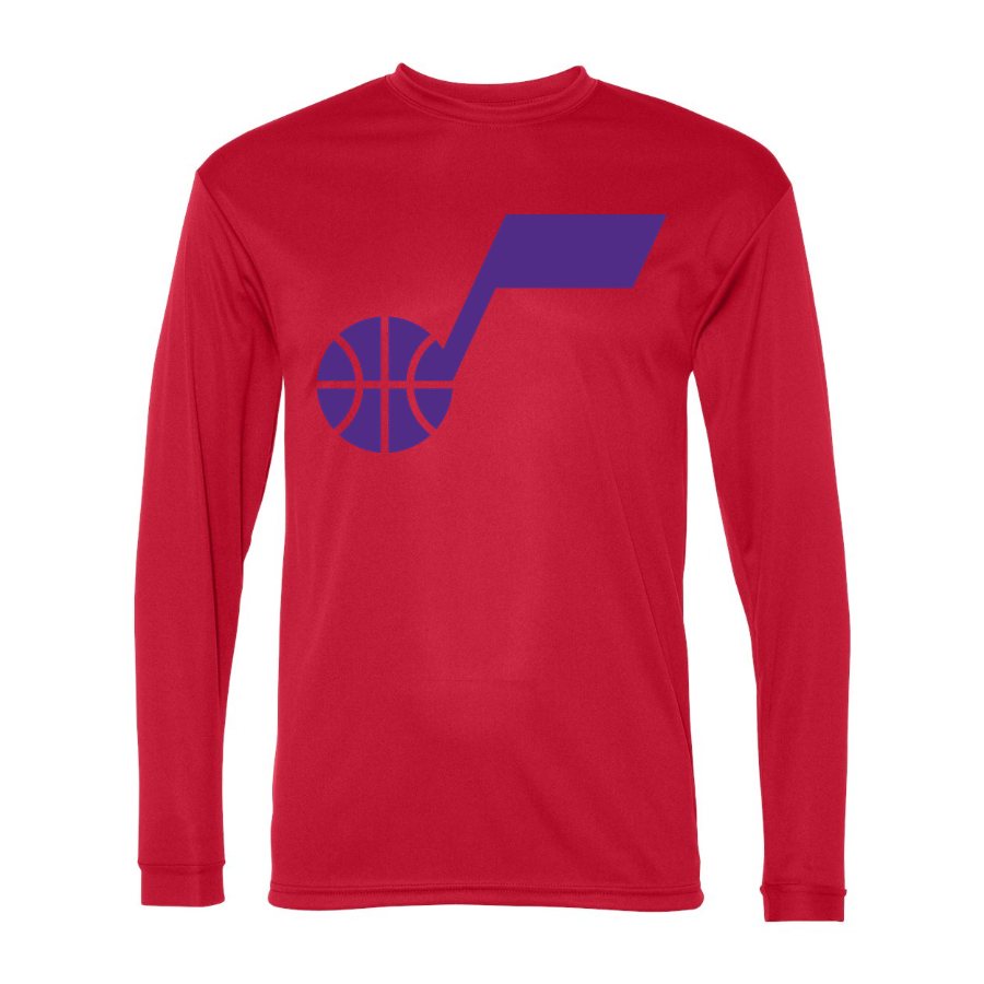 Men's Utah Jazz Polyester Long Sleeve T-Shirt - Red