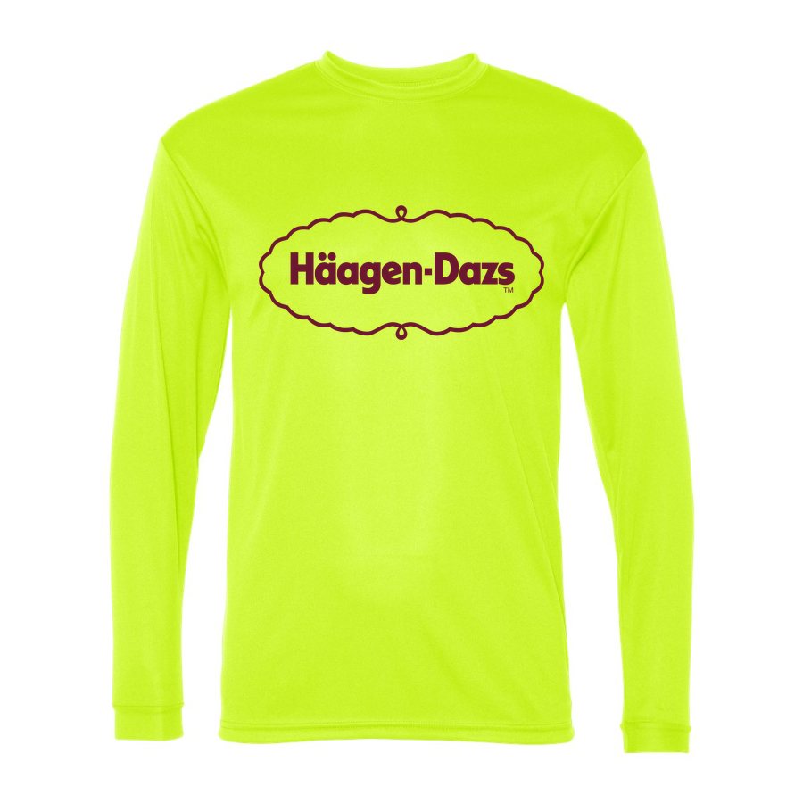 Men's Haagen Datz food Polyester Long Sleeve T-Shirt - Safety Yellow
