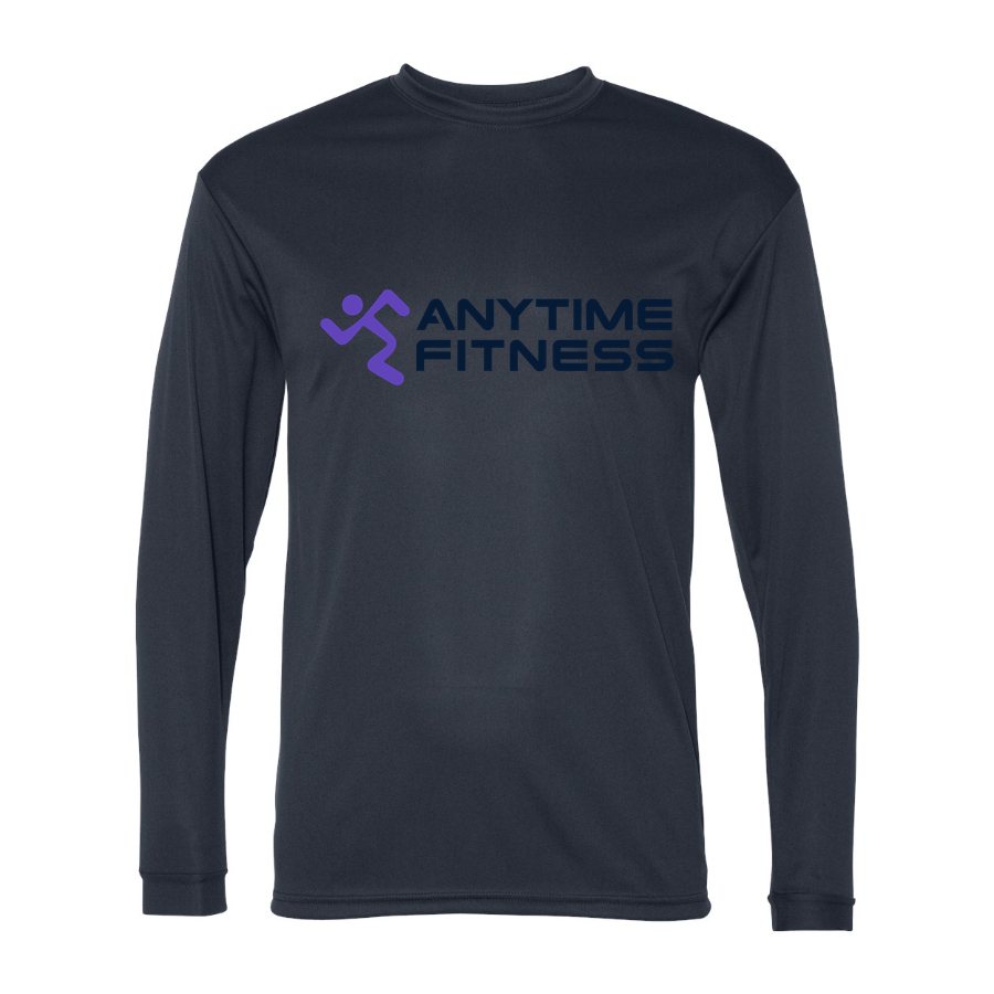 Men's Anytime Fitness Polyester Long Sleeve T-Shirt - Navy