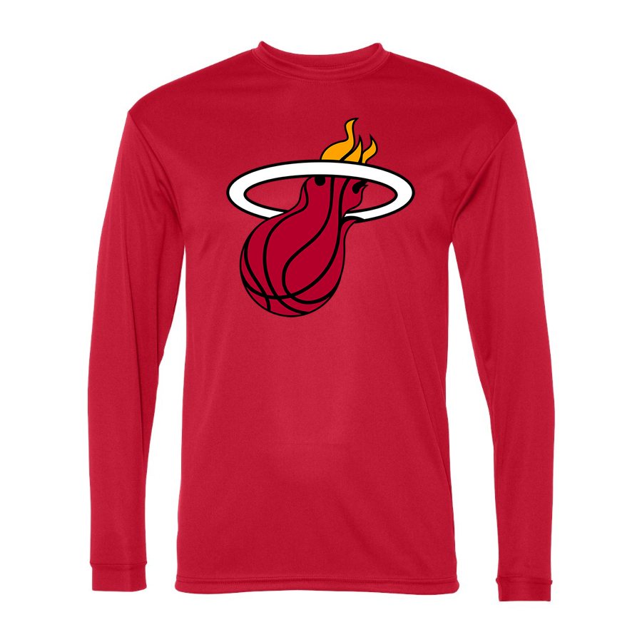 Men's Miami Heat Polyester Long Sleeve T-Shirt - Red