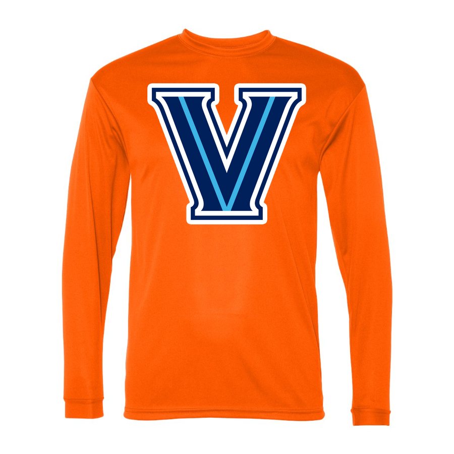 Men's Villanova Wildcats Polyester Long Sleeve T-Shirt - Safety Orange