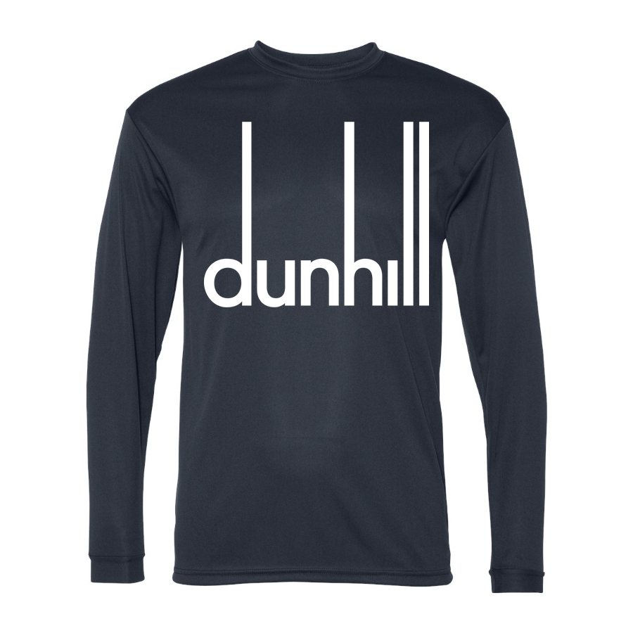 Men's Dunhill Polyester Long Sleeve T-Shirt - Navy