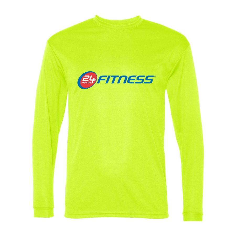 Men's 24 Hour Fitness Polyester Long Sleeve T-Shirt - Safety Yellow