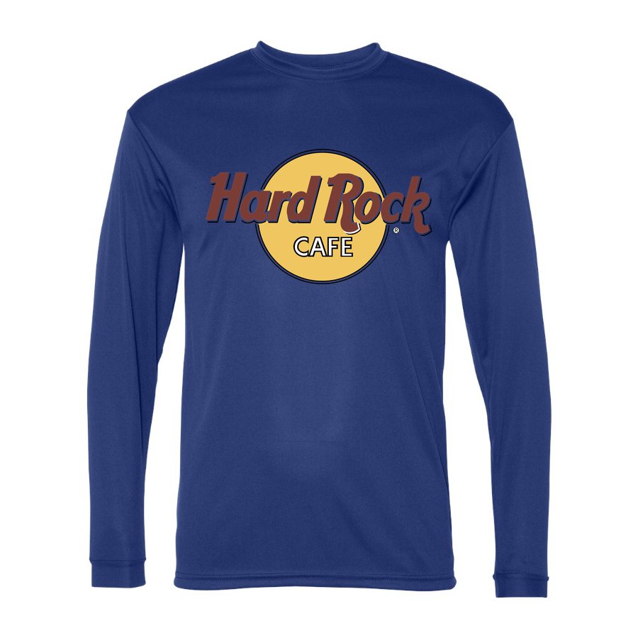 Men's Hard Rock Cafe Polyester Long Sleeve T-Shirt - Royal Blue