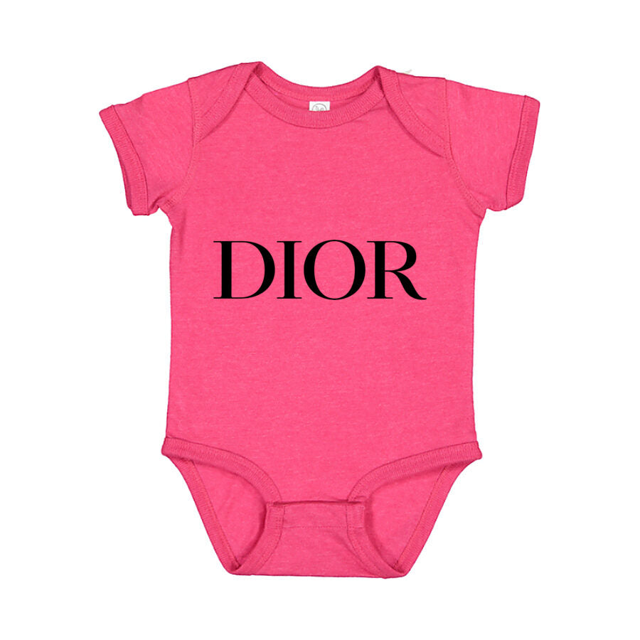 Dior Fashion Black Logo Baby Romper Onesie - Pink