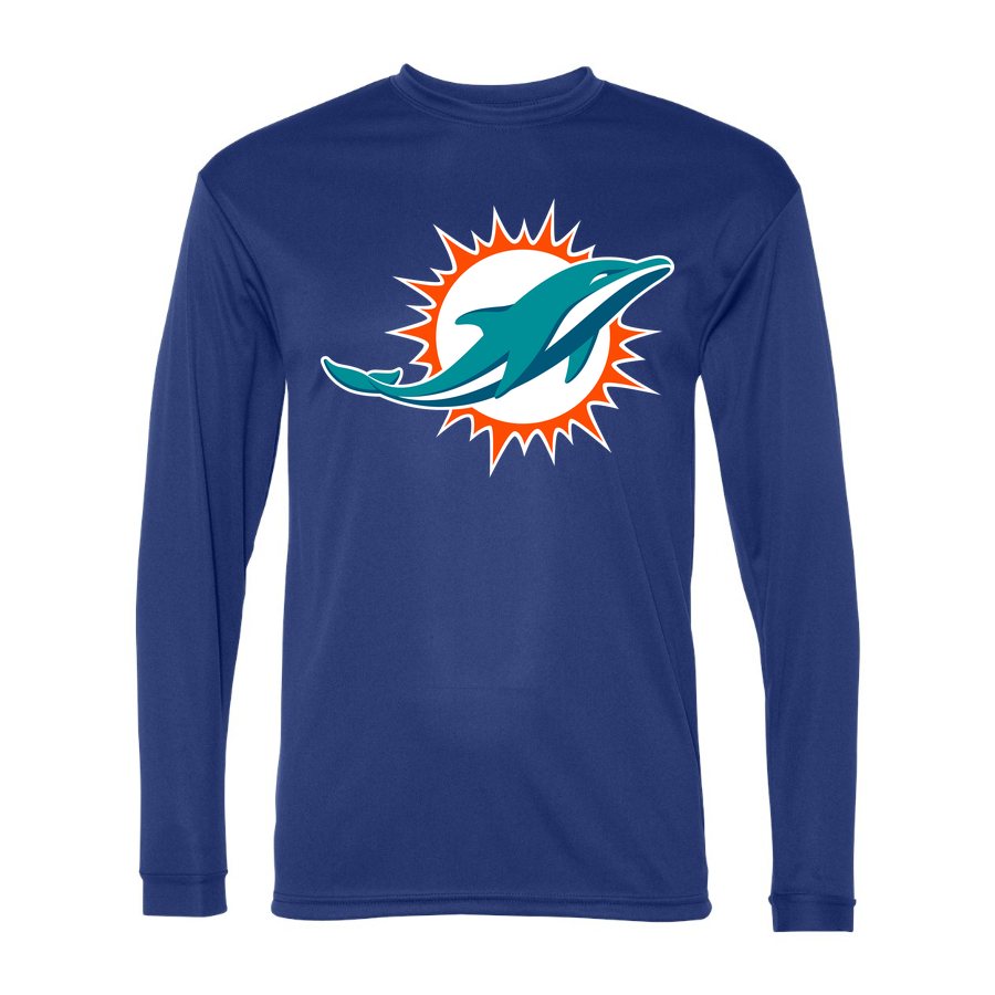 Men's Miami Dolphins Polyester Long Sleeve T-Shirt - Royal Blue