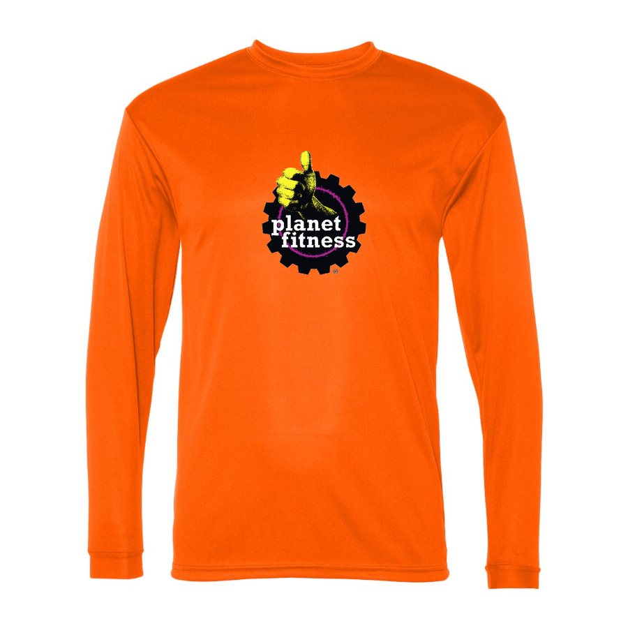 Men's Planet Fitness Polyester Long Sleeve T-Shirt - Safety Orange
