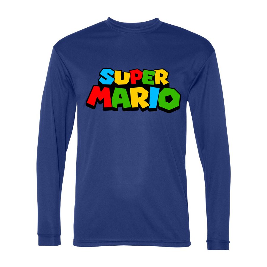 Men's Super Mario Polyester Long Sleeve T-Shirt - Royal Blue