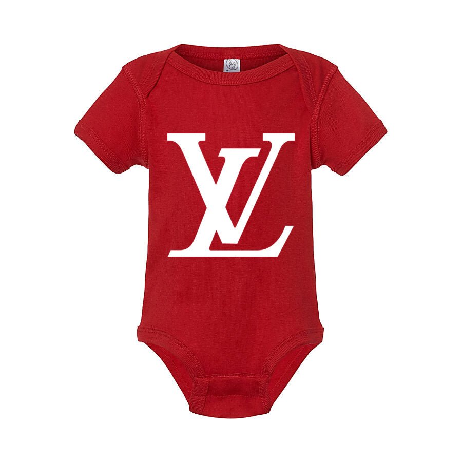Louis Vuitton White Logo Baby Romper Onesie - Red