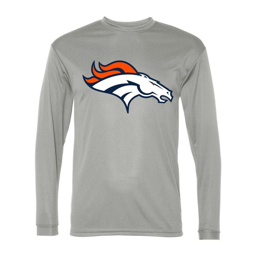 Men's Denver Broncos Polyester Long Sleeve T-Shirt - Silver