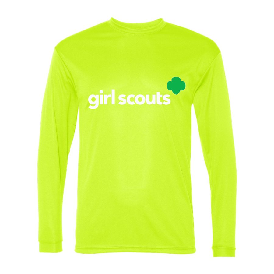 Men's Girl Scouts White Logo Polyester Long Sleeve T-Shirt - Safety Yellow