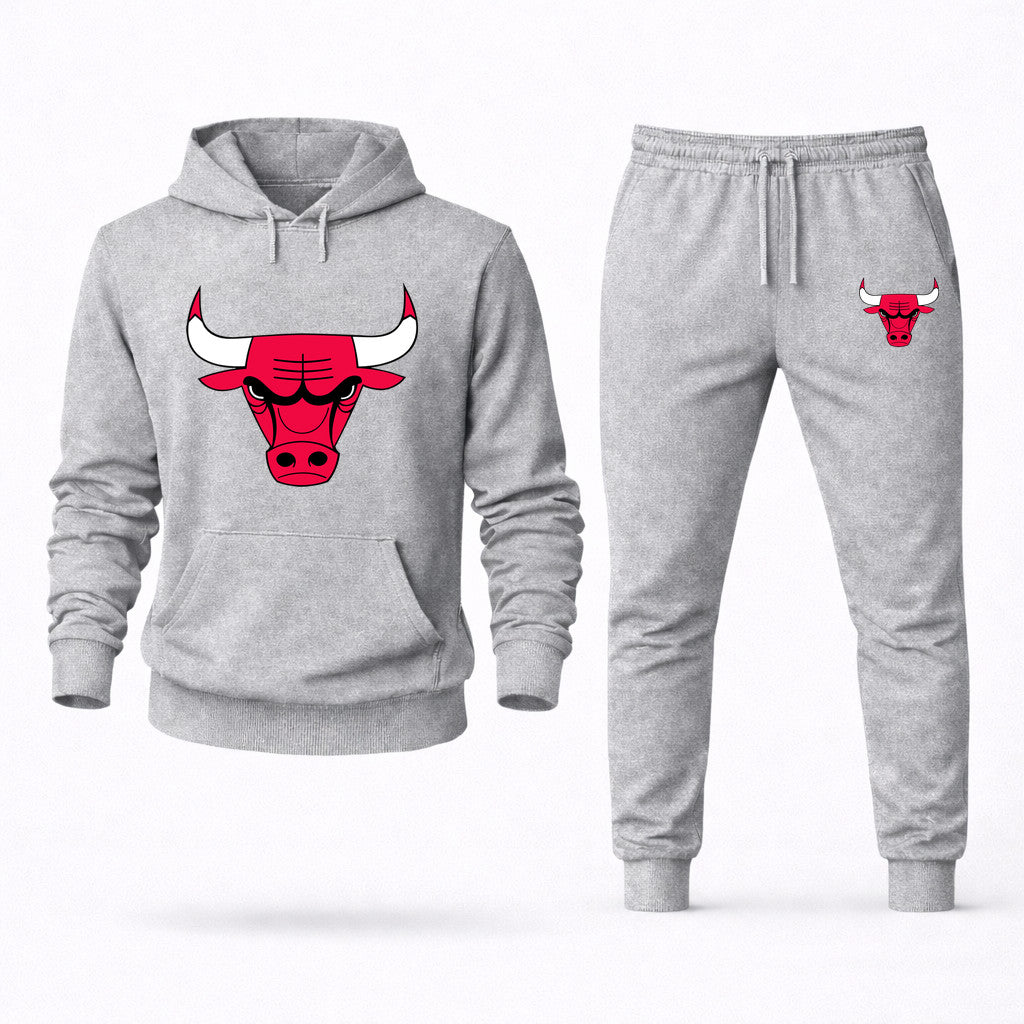 Chicago Bulls Hoodie and Joggers Set - Grey