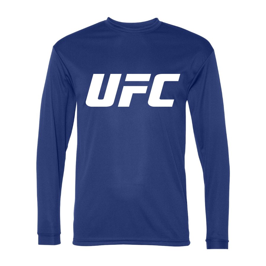Men's UFC White Logo Polyester Long Sleeve T-Shirt - Royal Blue