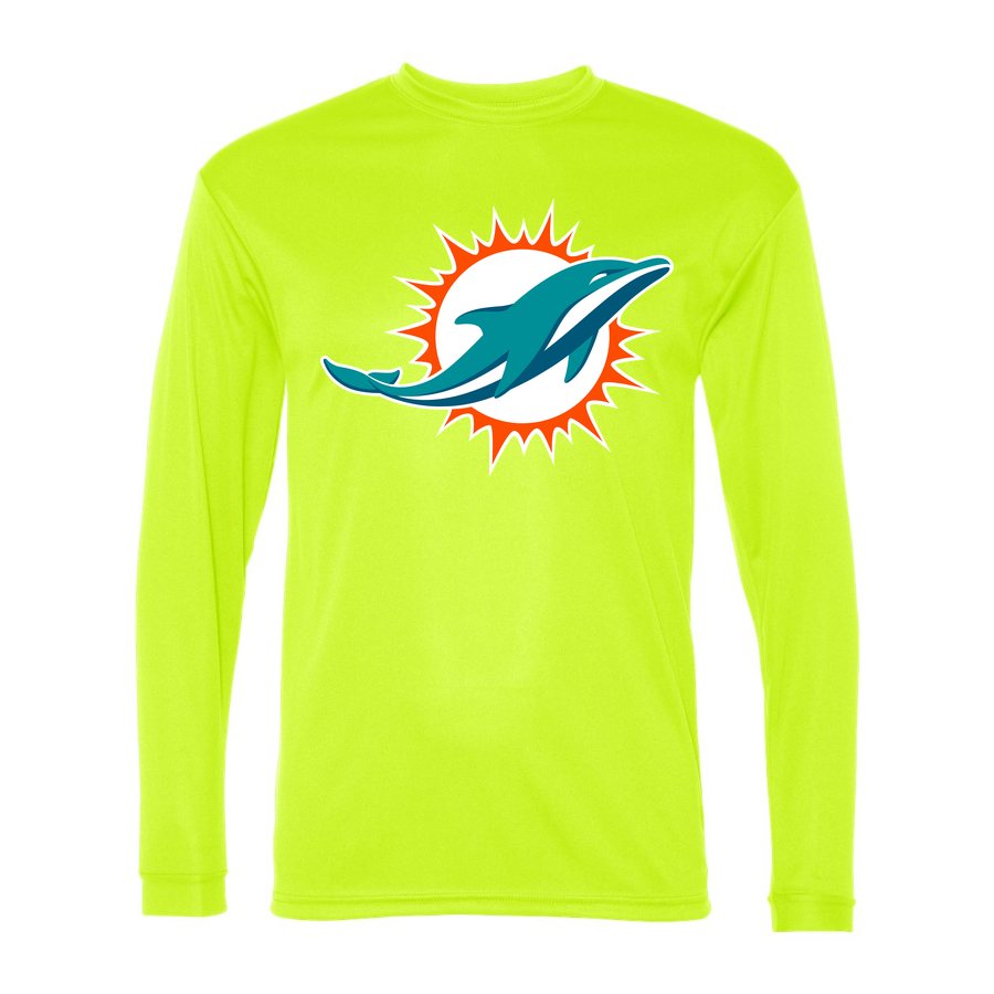 Men's Miami Dolphins Polyester Long Sleeve T-Shirt - Safety Yellow