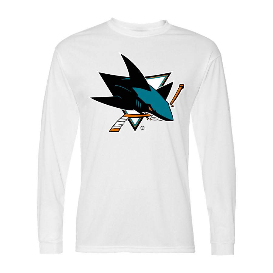 Men's San Jose Sharks Polyester Long Sleeve T-Shirt - White