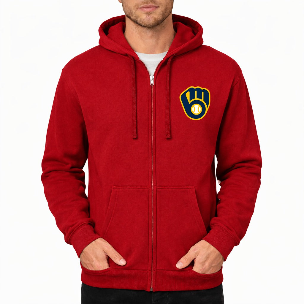 Men's Milwaukee Brewers Zipper Hoodie - Red