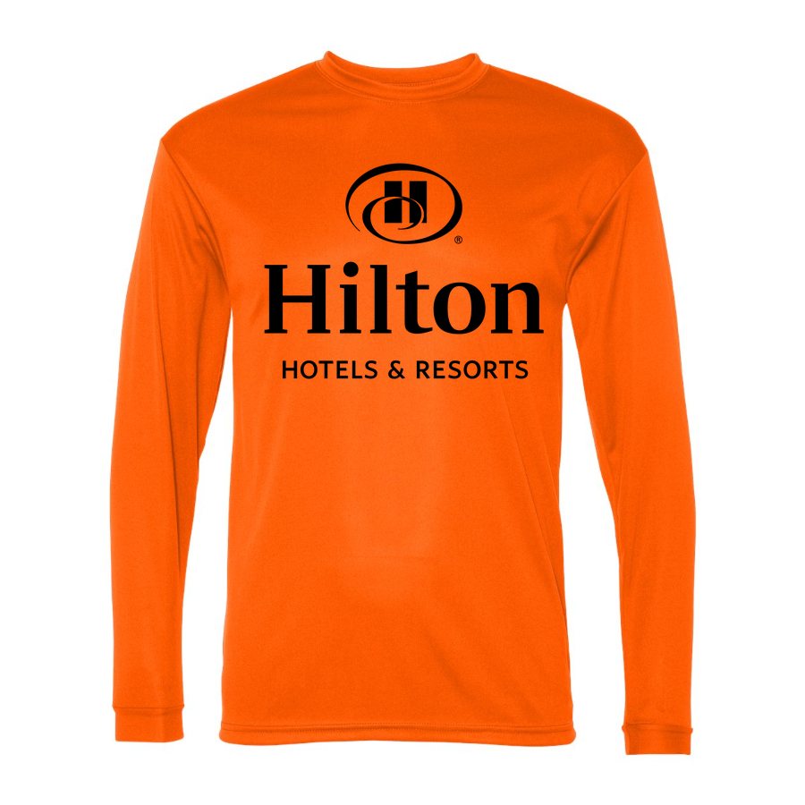 Men's Hilton Polyester Long Sleeve T-Shirt - Safety Orange