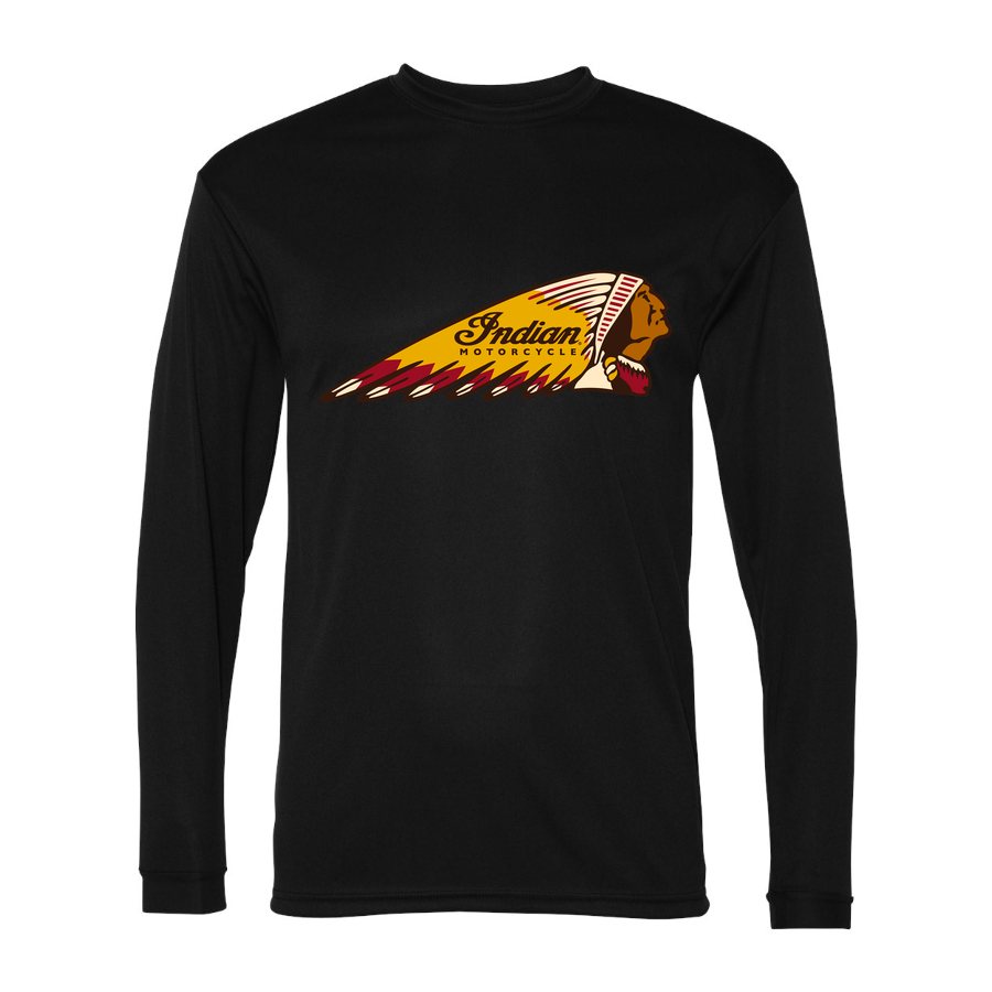 Men's Indian Motorcycle Polyester Long Sleeve T-Shirt - Black