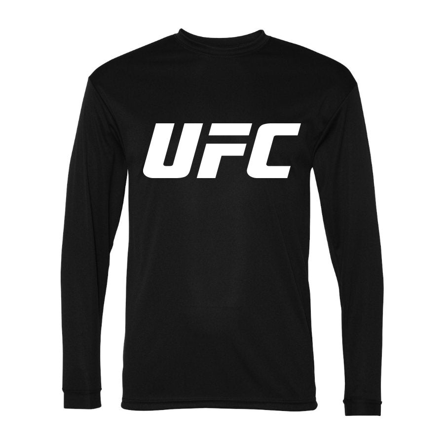 Men's UFC White Logo Polyester Long Sleeve T-Shirt - Black