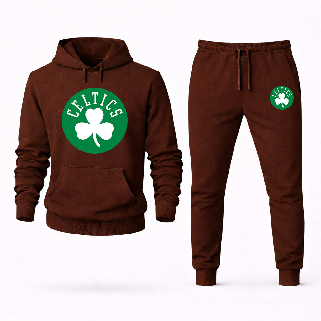 Boston Celtics Hoodie and Joggers Set - Brown