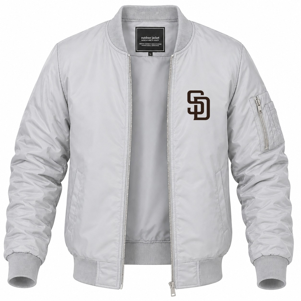 Men's San Diego Padres Lightweight Bomber Jacket - Gray